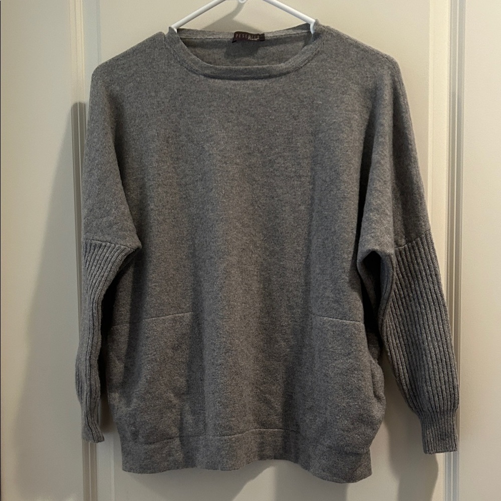 Like New!Peserico Tricot Sweater rib sleeve wool silk cashmere Italy size Sm 40